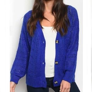 Royal Blue Loose Knit Cardigan
